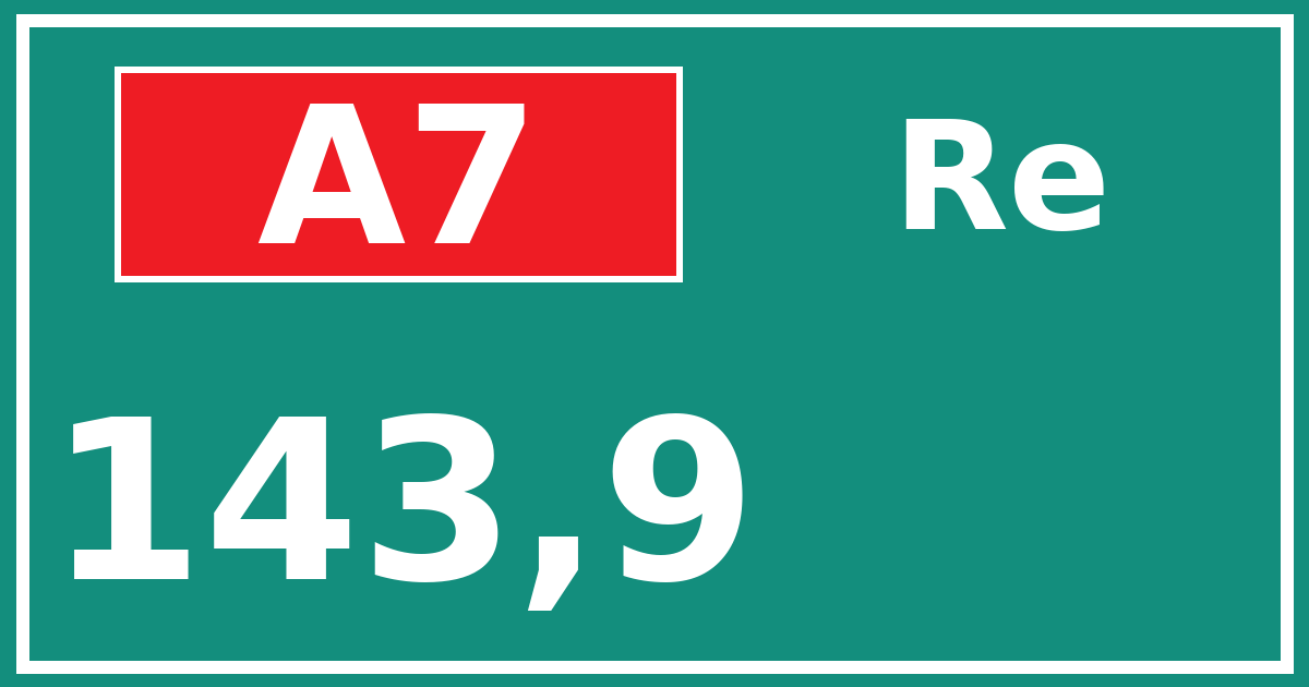 Hectometerbord A7 143,9 zijde Re