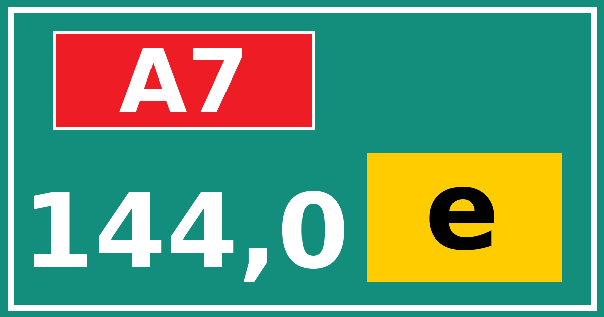 Hectometerbord A7 144,0 letter e