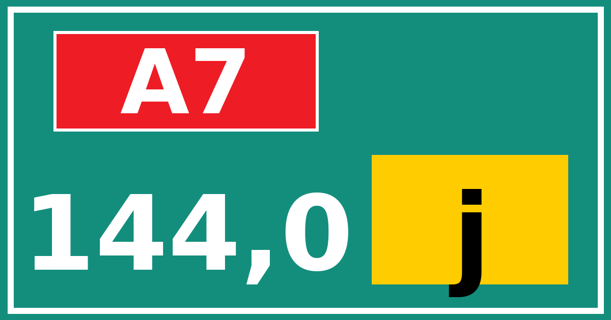 Hectometerbord A7 144,0 letter j