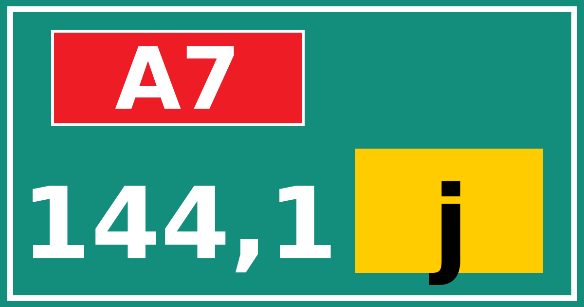 Hectometerbord A7 144,1 letter j