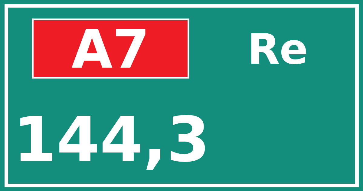 Hectometerbord A7 144,3 zijde Re