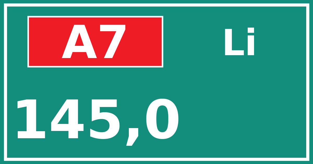 Hectometerbord A7 145,0 zijde Li