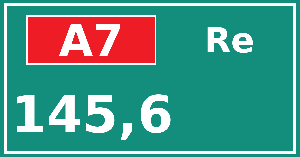 Hectometerbord A7 145,6 zijde Re