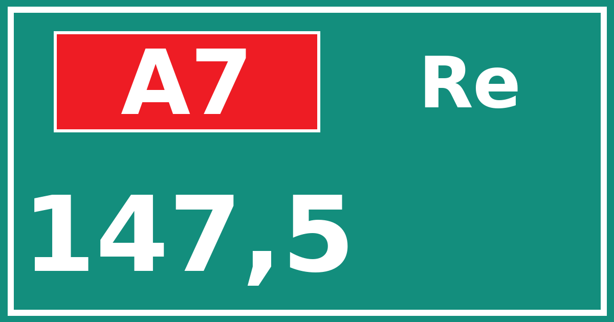 Hectometerbord A7 147,5 zijde Re