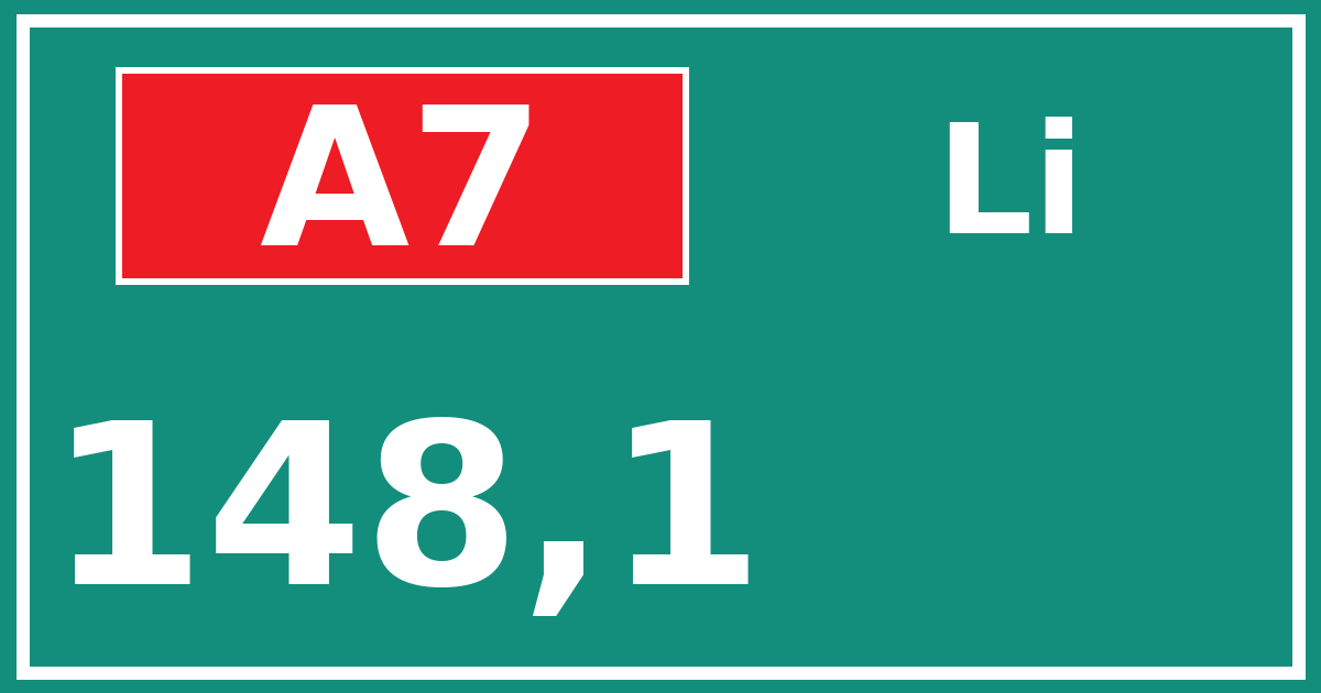 Hectometerbord A7 148,1 zijde Li