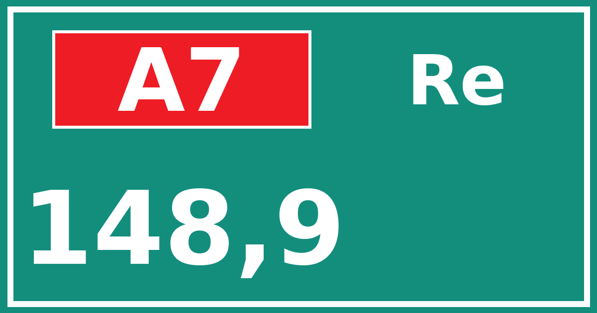 Hectometerbord A7 148,9 zijde Re