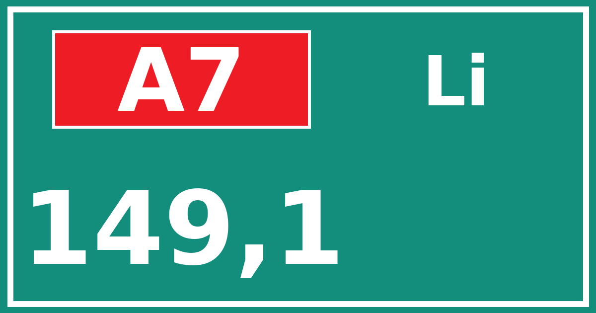 Hectometerbord A7 149,1 zijde Li