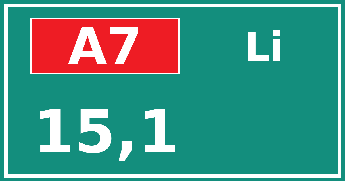Hectometerbord A7 15,1 zijde Li