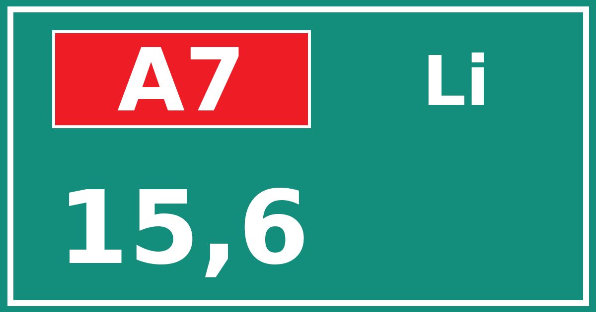 Hectometerbord A7 15,6 zijde Li