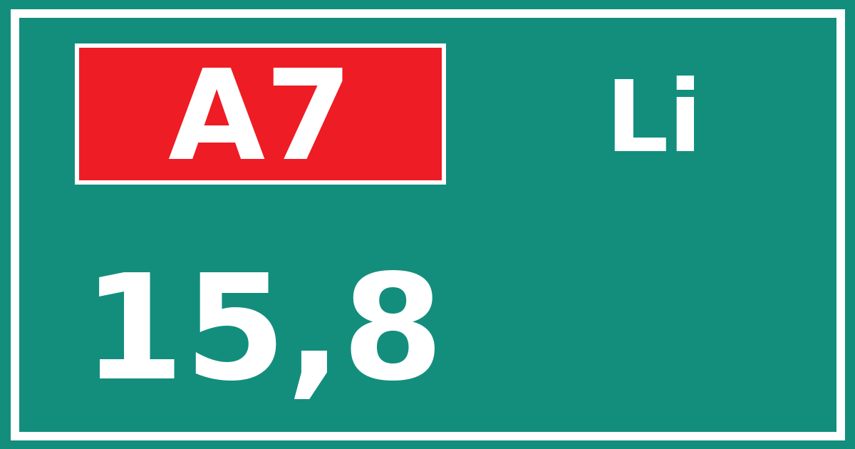 Hectometerbord A7 15,8 zijde Li