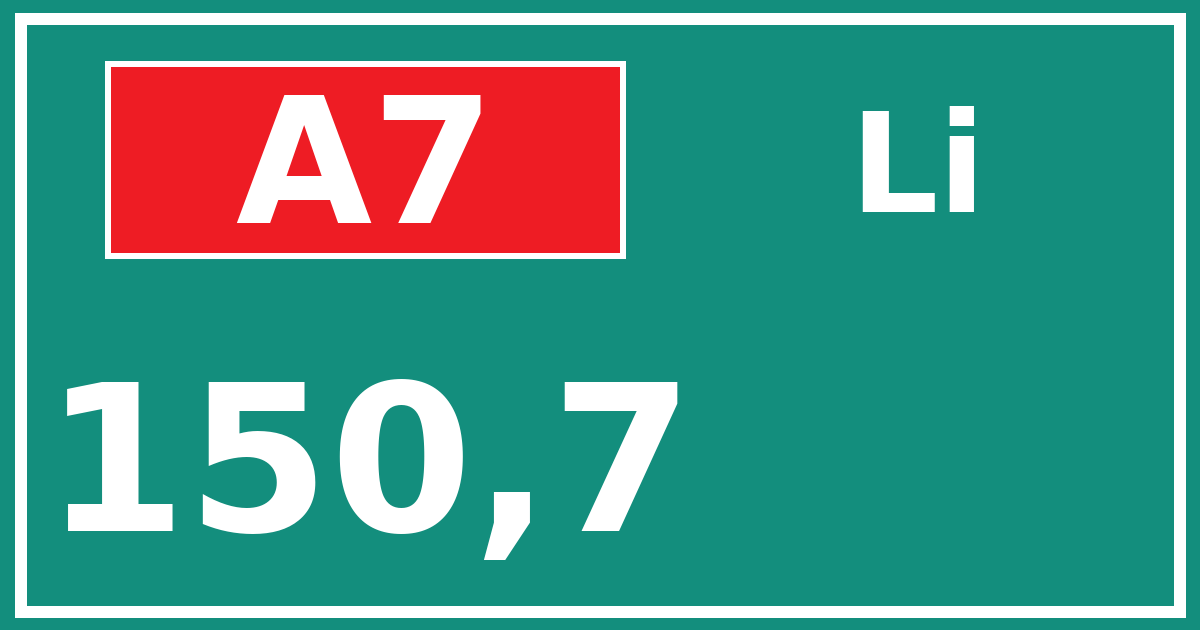Hectometerbord A7 150,7 zijde Li