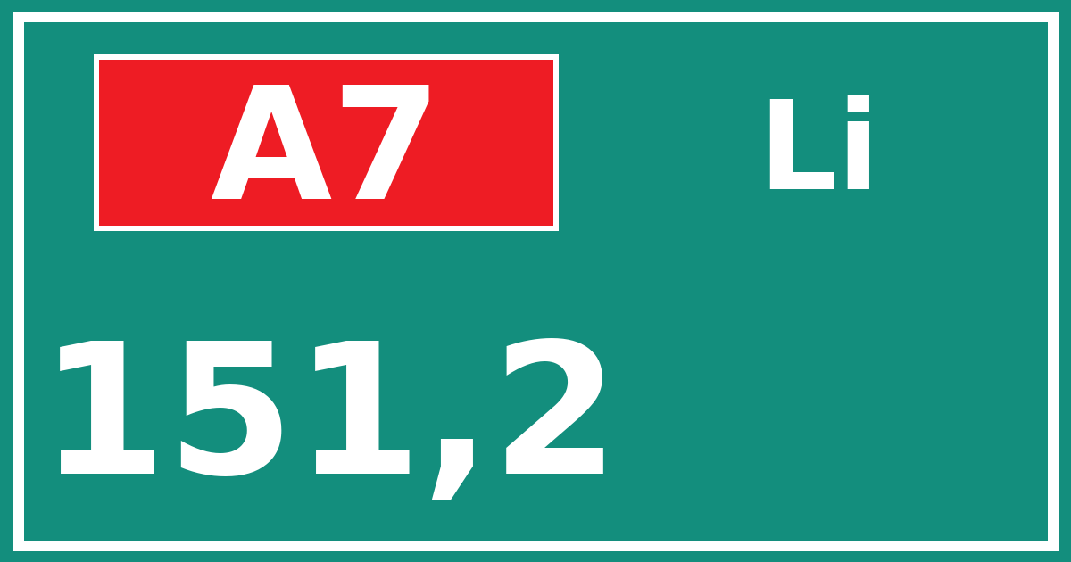 Hectometerbord A7 151,2 zijde Li