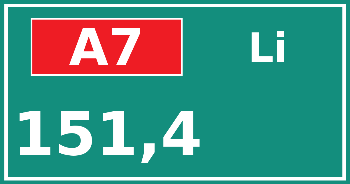 Hectometerbord A7 151,4 zijde Li