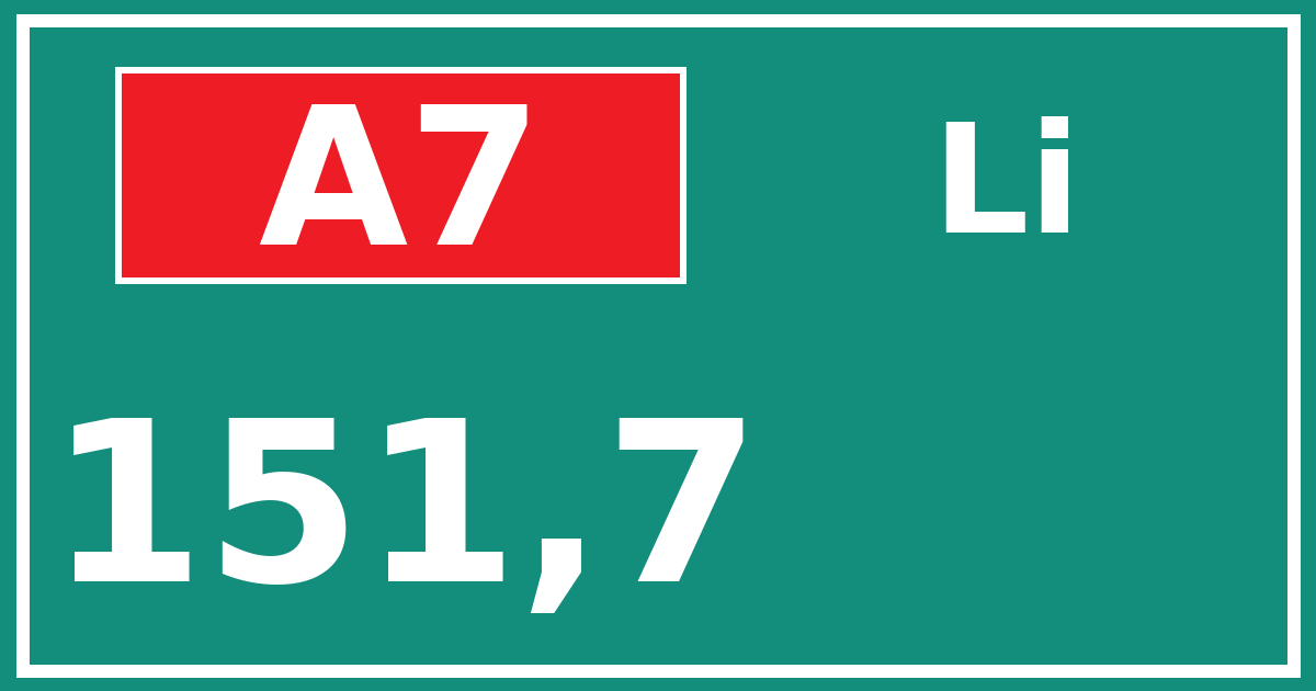 Hectometerbord A7 151,7 zijde Li