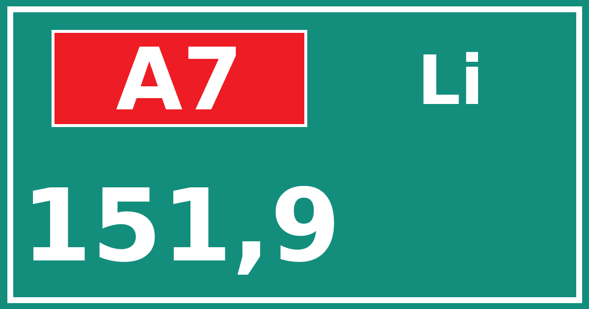 Hectometerbord A7 151,9 zijde Li