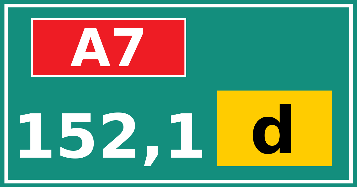 Hectometerbord A7 152,1 letter d