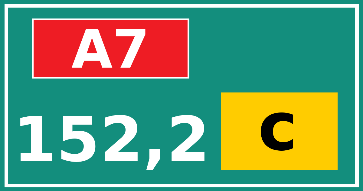 Hectometerbord A7 152,2 letter c