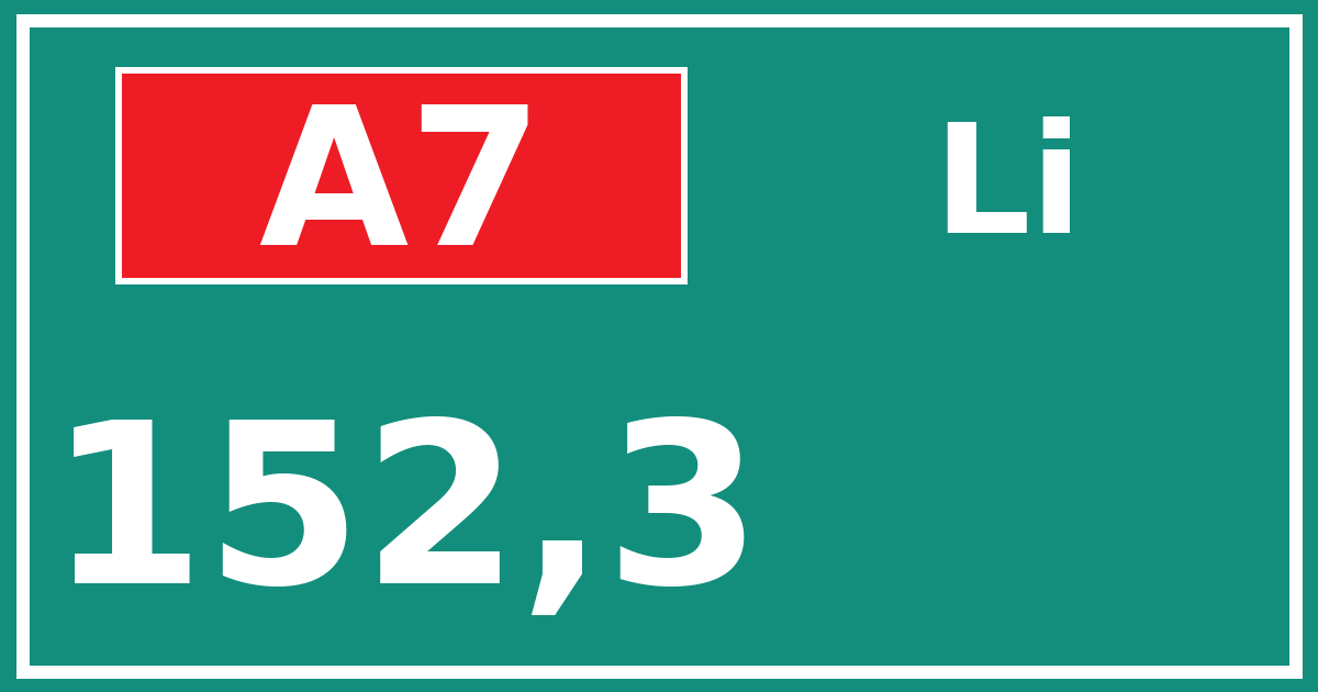 Hectometerbord A7 152,3 zijde Li