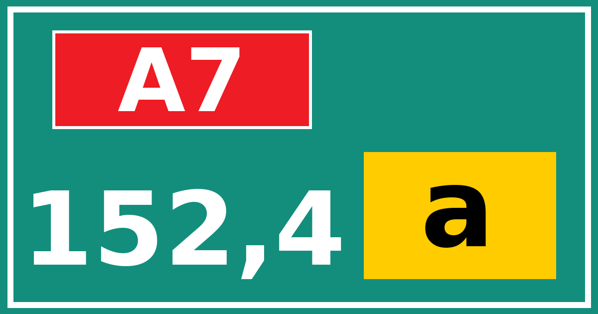 Hectometerbord A7 152,4 letter a