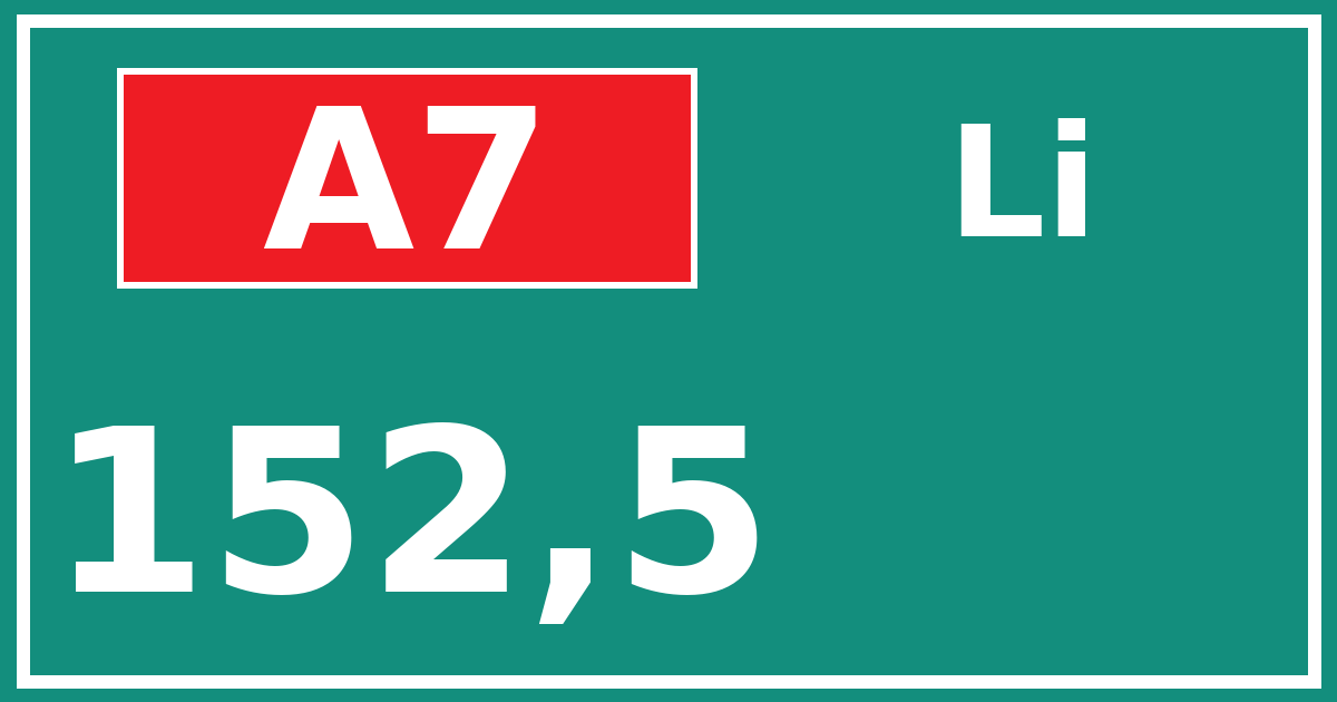 Hectometerbord A7 152,5 zijde Li