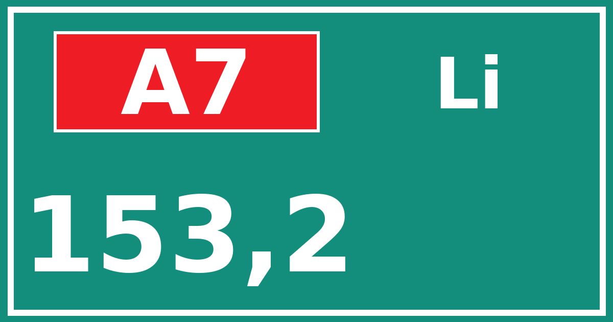 Hectometerbord A7 153,2 zijde Li
