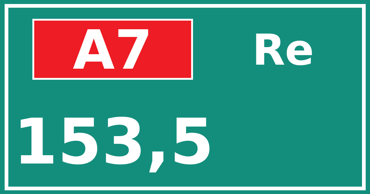 Hectometerbord A7 153,5 zijde Re