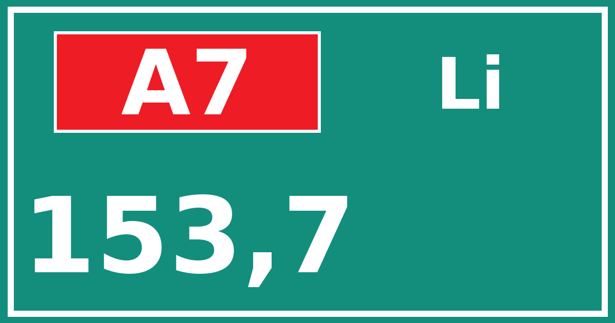 Hectometerbord A7 153,7 zijde Li