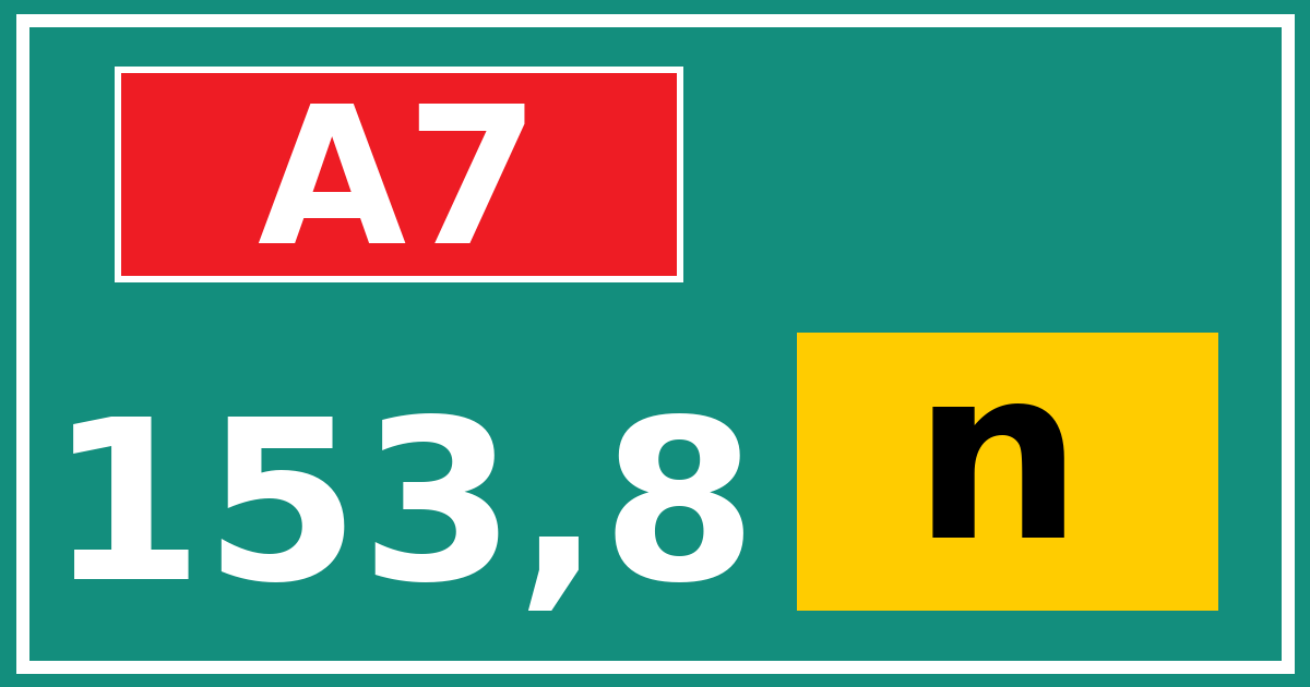 Hectometerbord A7 153,8 letter n