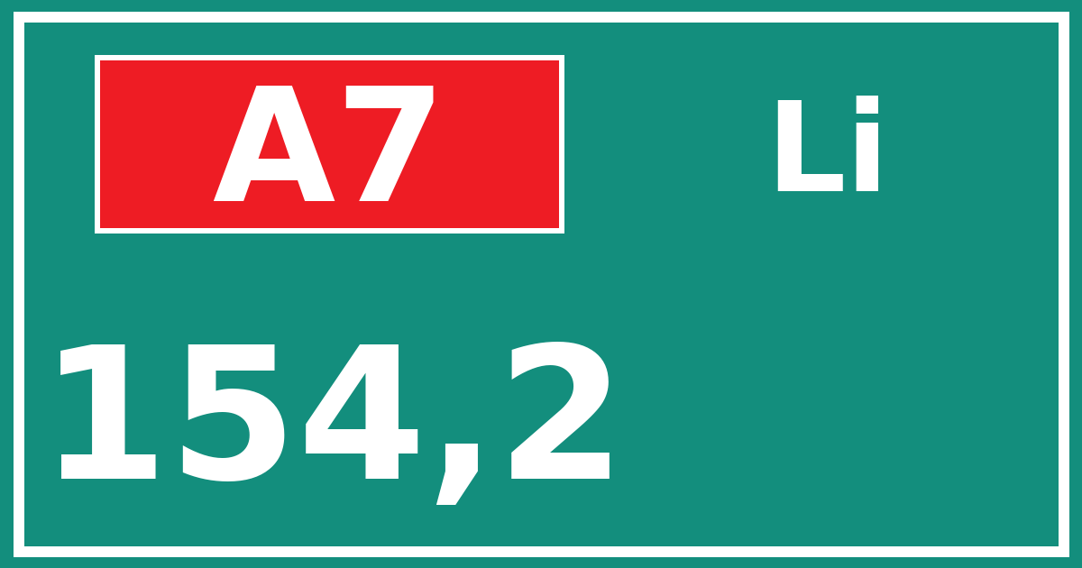 Hectometerbord A7 154,2 zijde Li