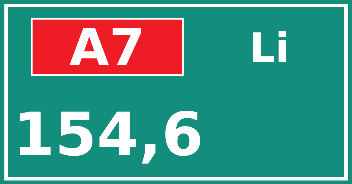 Hectometerbord A7 154,6 zijde Li