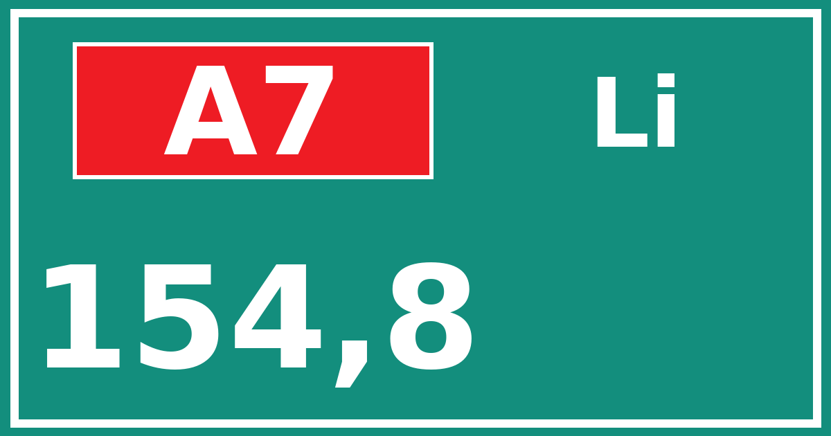 Hectometerbord A7 154,8 zijde Li