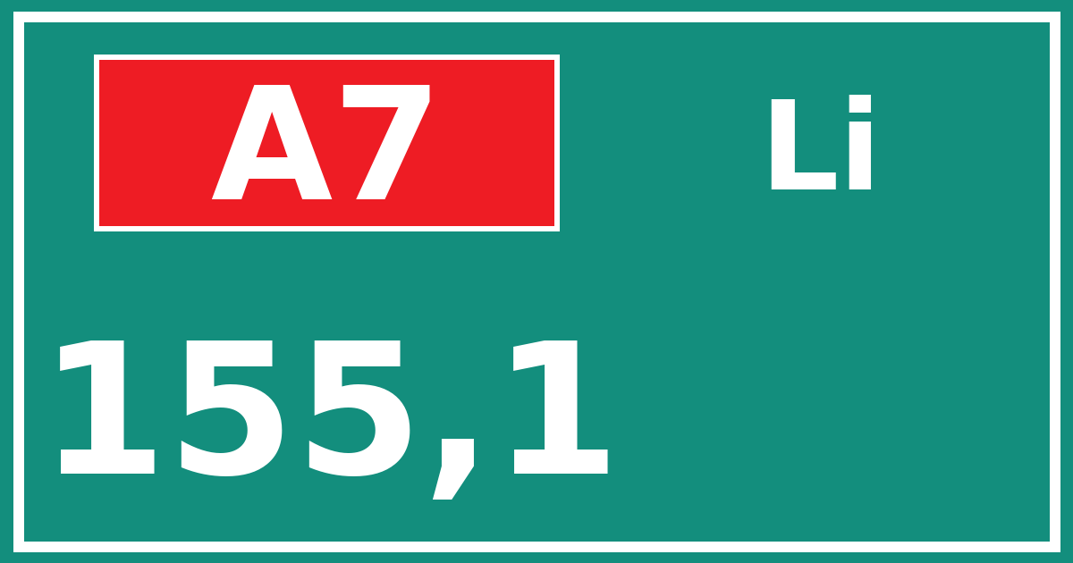Hectometerbord A7 155,1 zijde Li