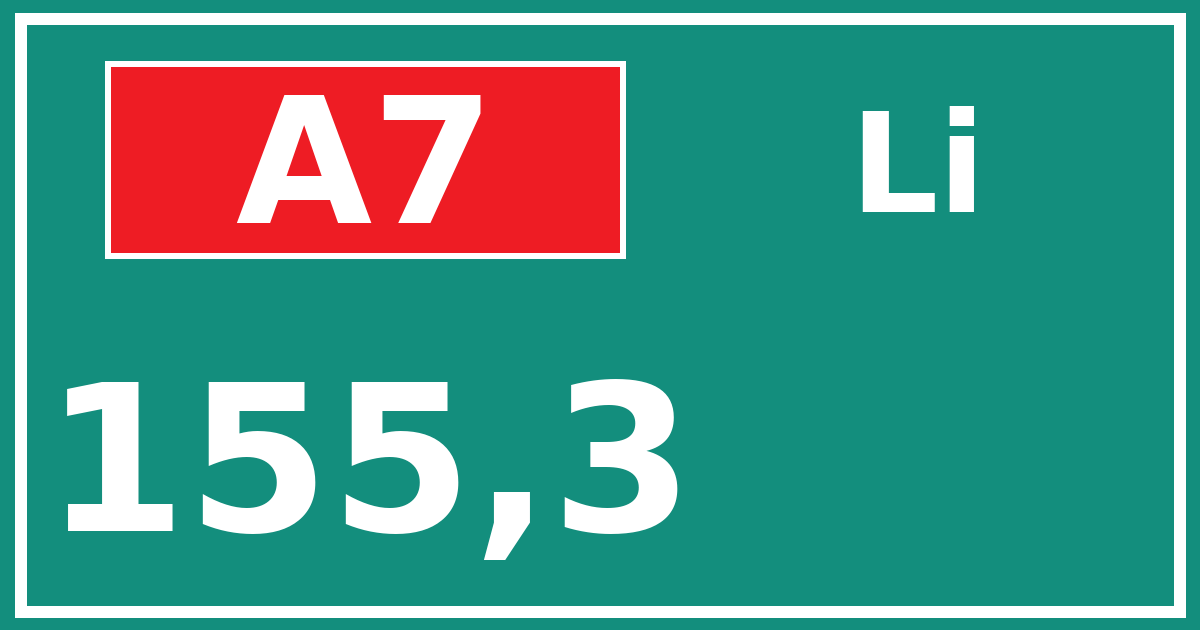 Hectometerbord A7 155,3 zijde Li