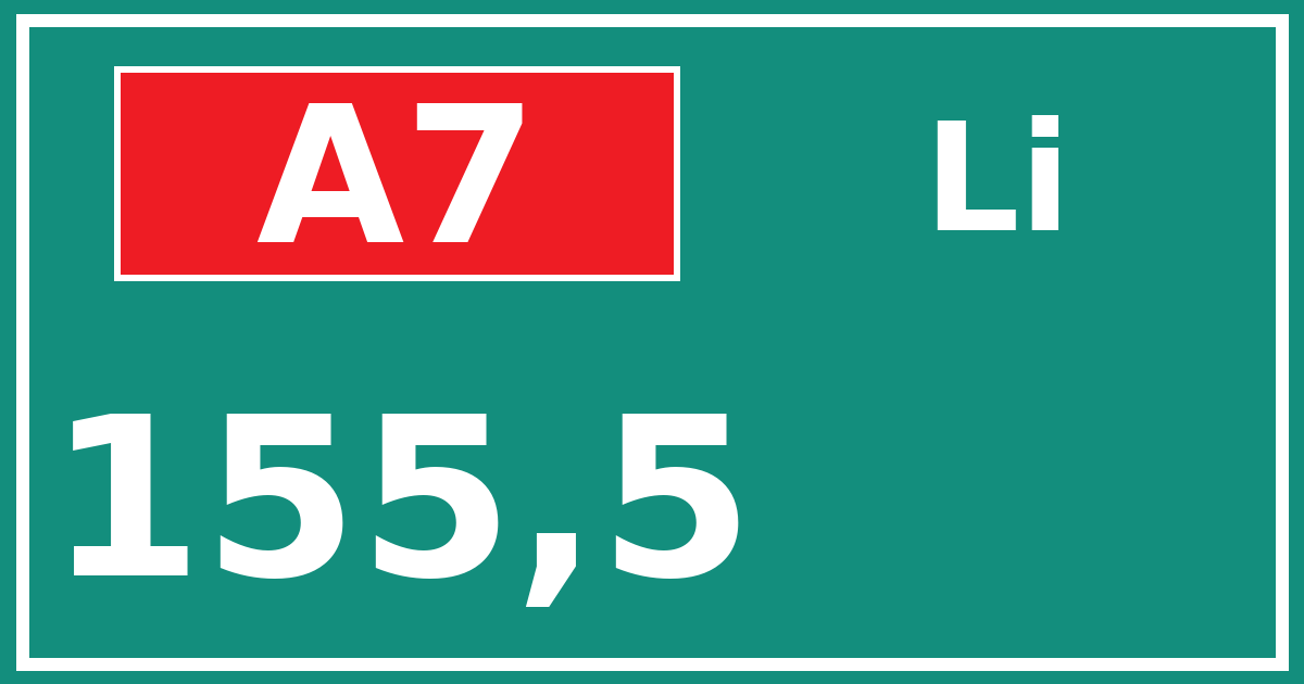 Hectometerbord A7 155,5 zijde Li