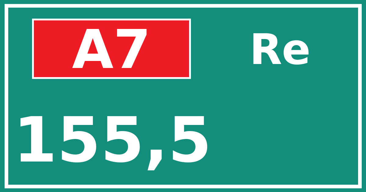Hectometerbord A7 155,5 zijde Re
