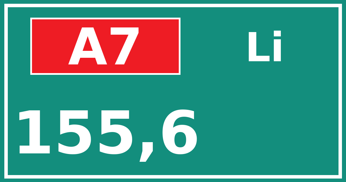 Hectometerbord A7 155,6 zijde Li