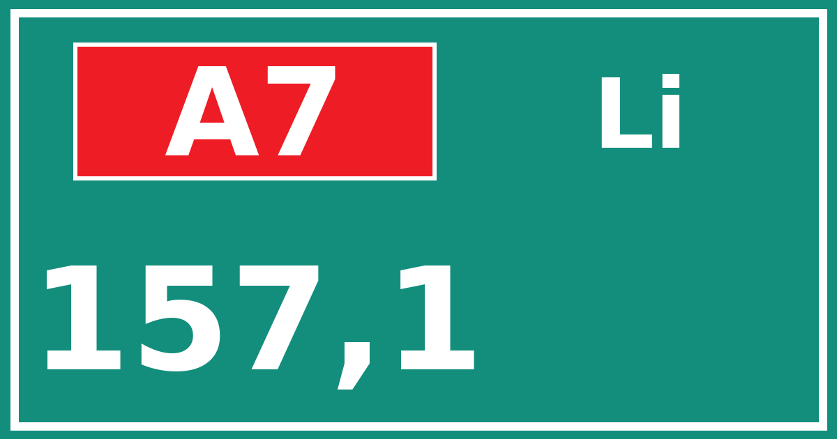 Hectometerbord A7 157,1 zijde Li