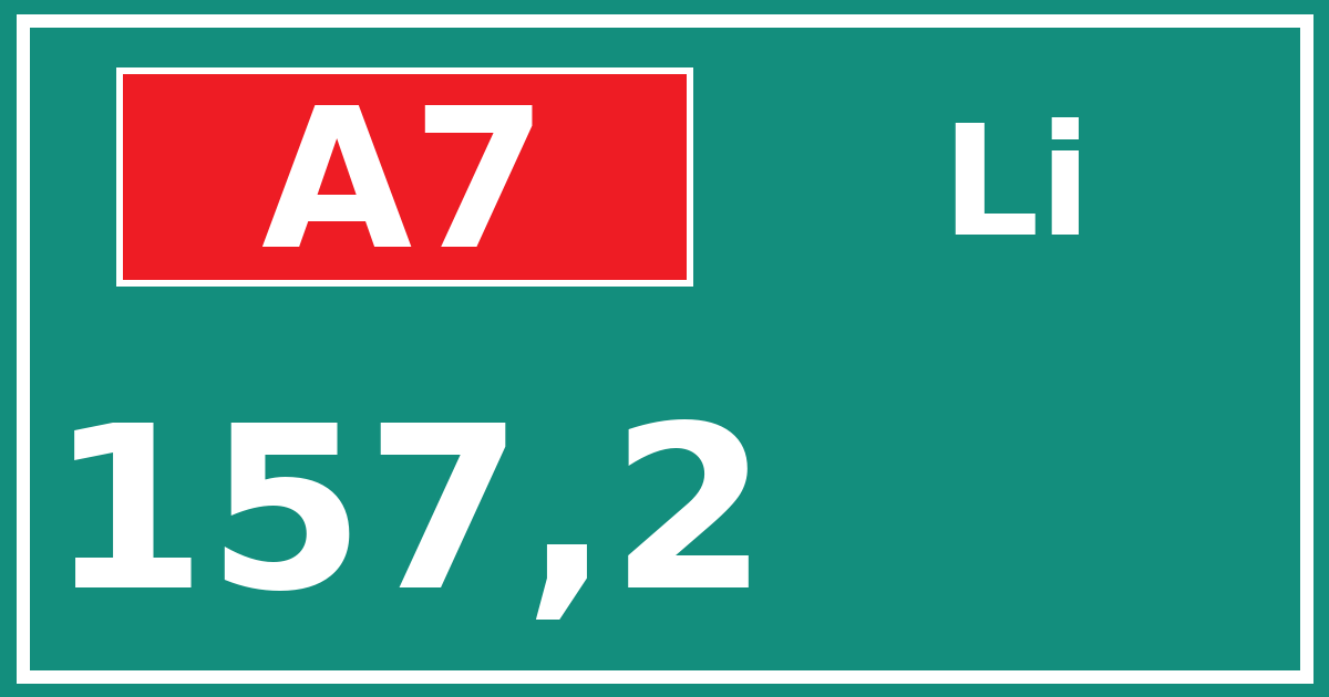 Hectometerbord A7 157,2 zijde Li