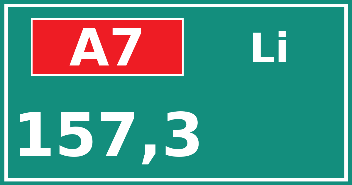 Hectometerbord A7 157,3 zijde Li