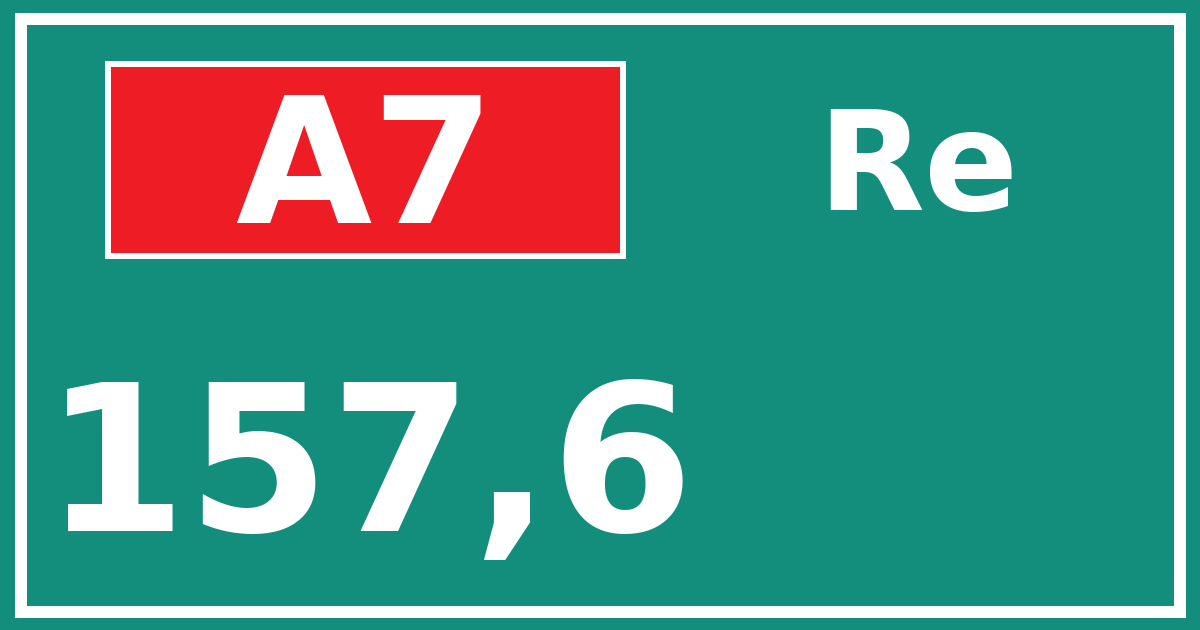Hectometerbord A7 157,6 zijde Re