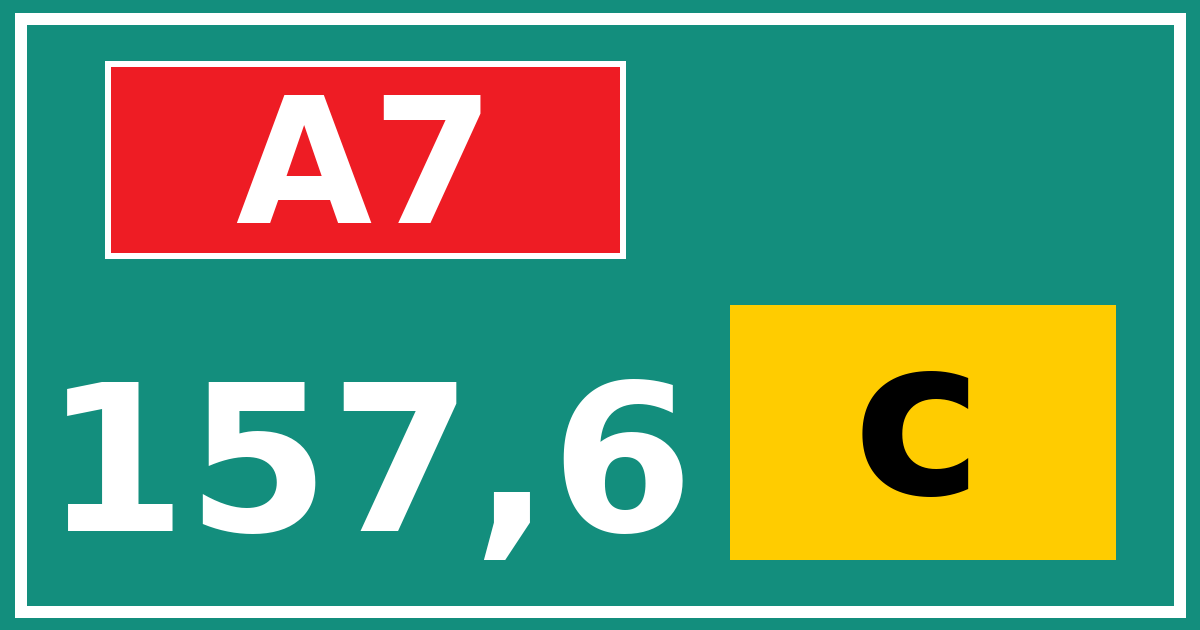Hectometerbord A7 157,6 letter c