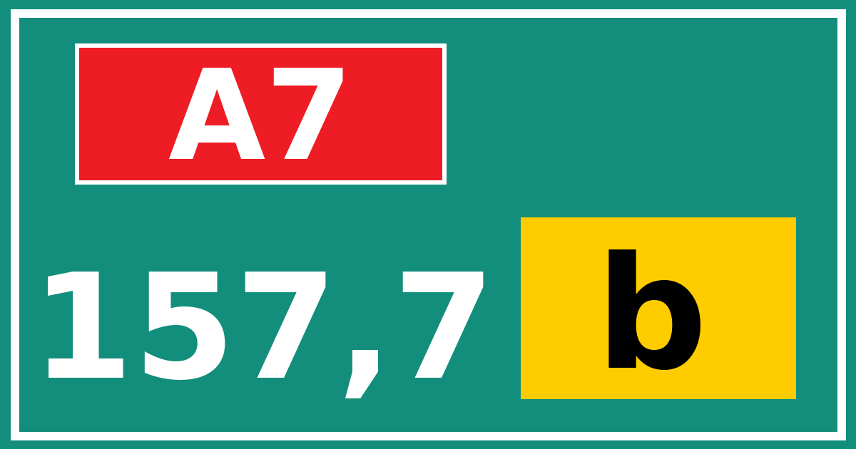 Hectometerbord A7 157,7 letter b