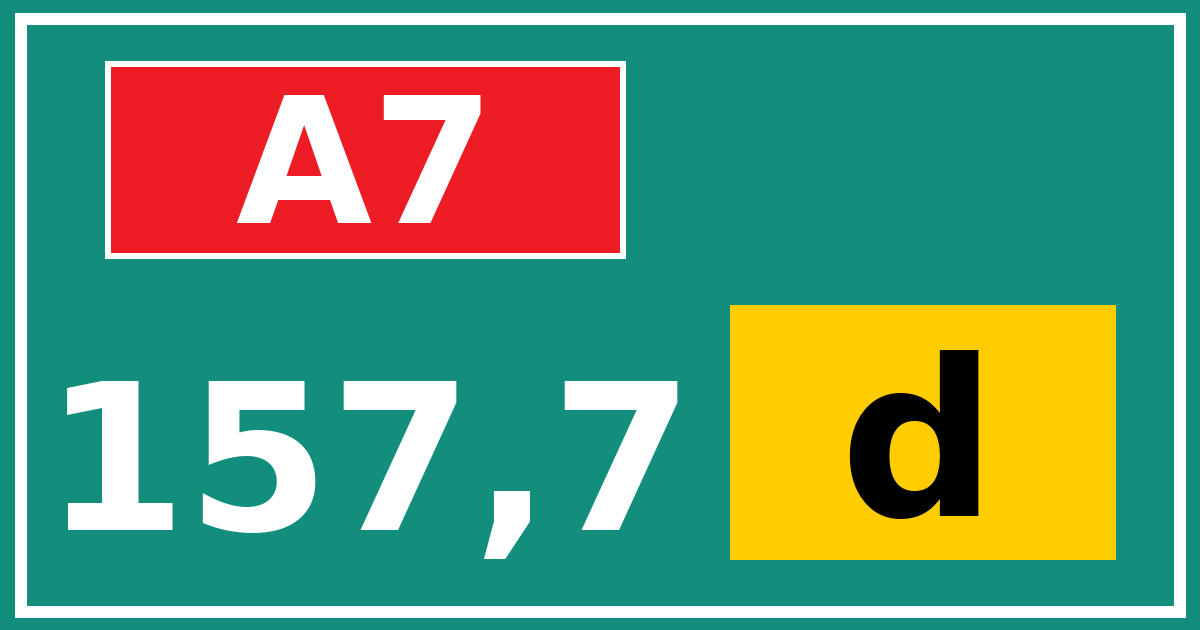Hectometerbord A7 157,7 letter d