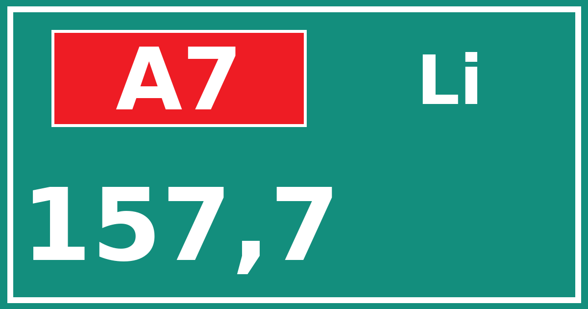 Hectometerbord A7 157,7 zijde Li