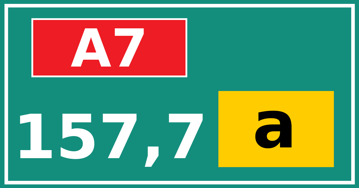 Hectometerbord A7 157,7 letter a