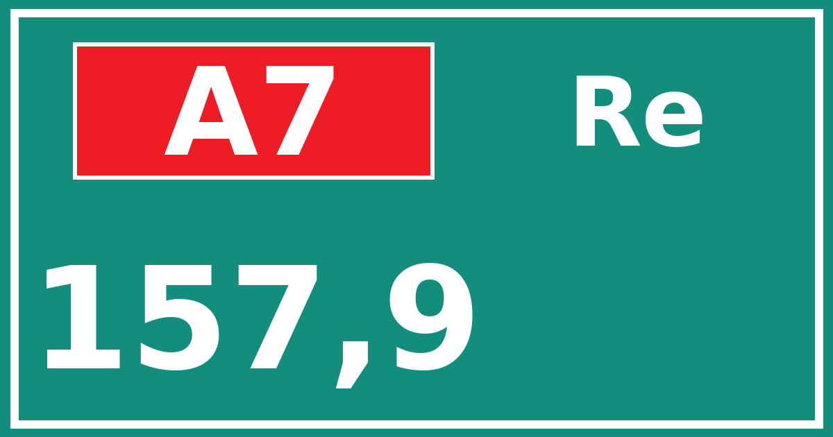 Hectometerbord A7 157,9 zijde Re