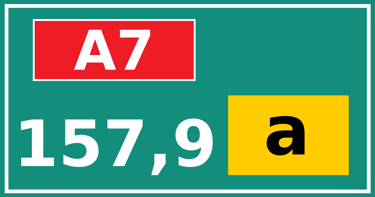 Hectometerbord A7 157,9 letter a
