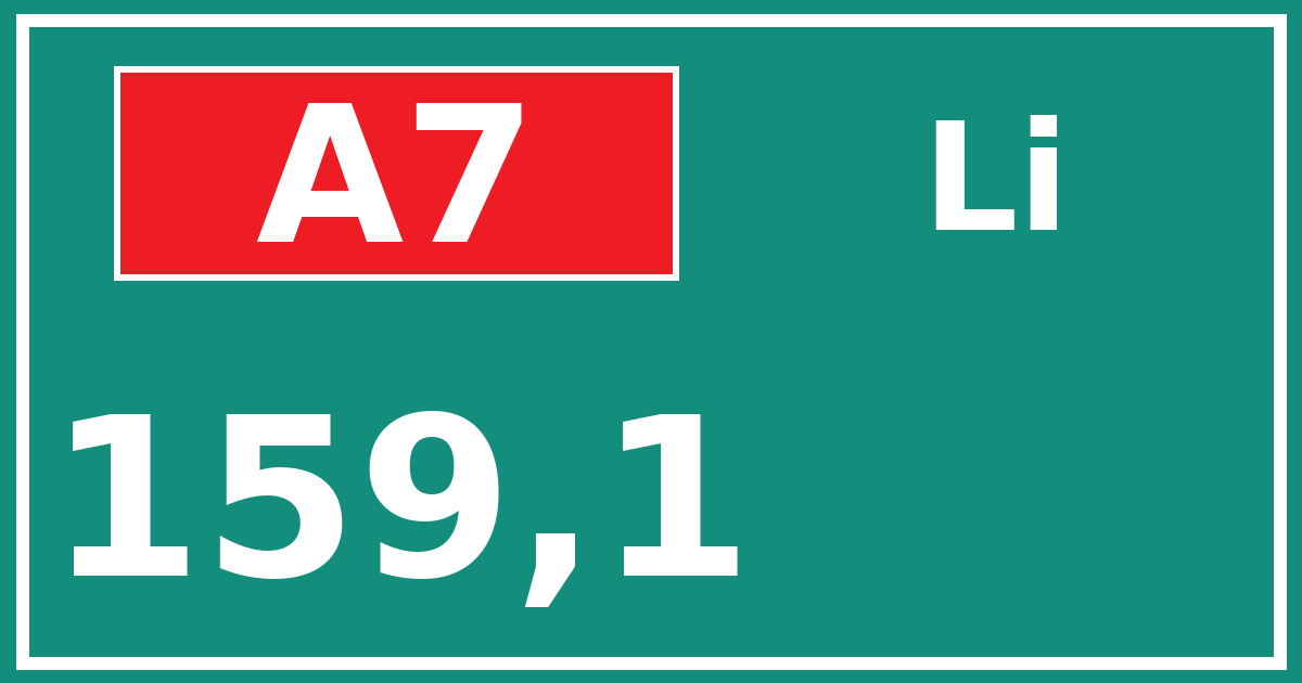 Hectometerbord A7 159,1 zijde Li
