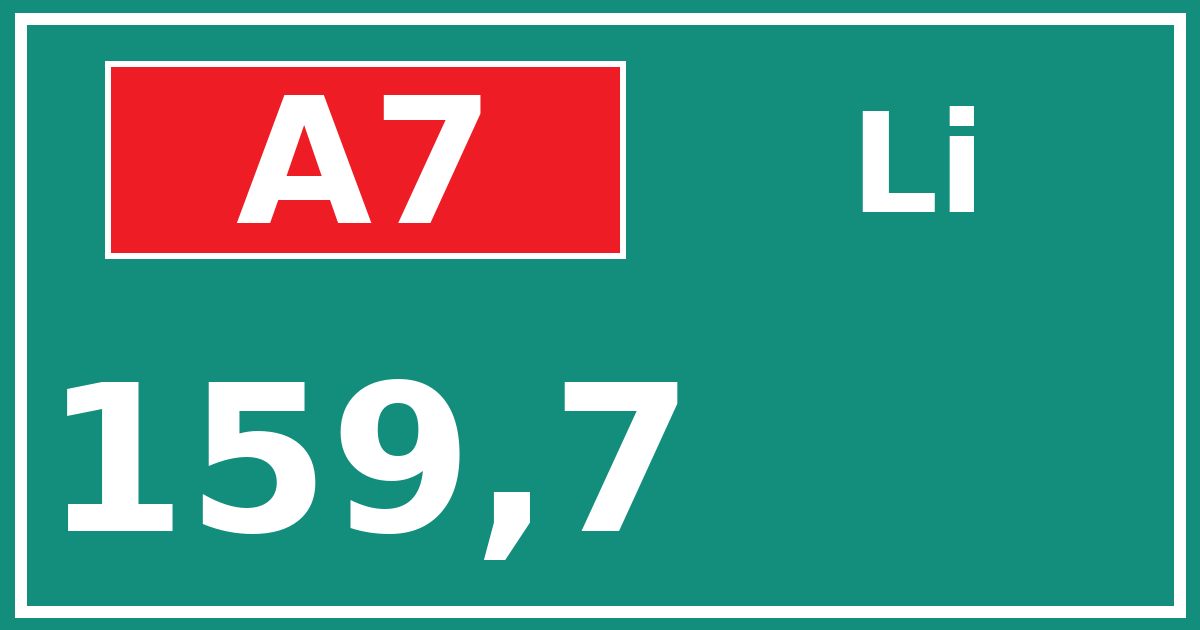 Hectometerbord A7 159,7 zijde Li