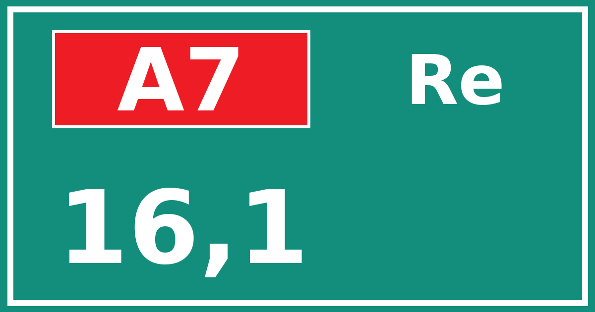 Hectometerbord A7 16,1 zijde Re